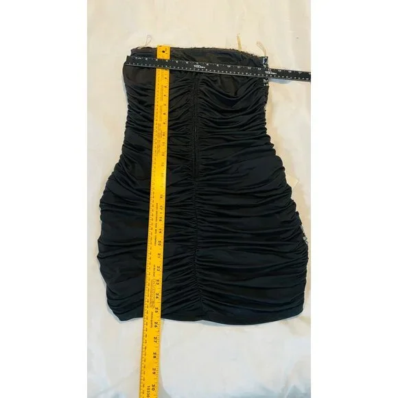 Strapless Black Ruched Mini Dress Women Sequins Size M Speechless Partywear - Picture 3 of 16